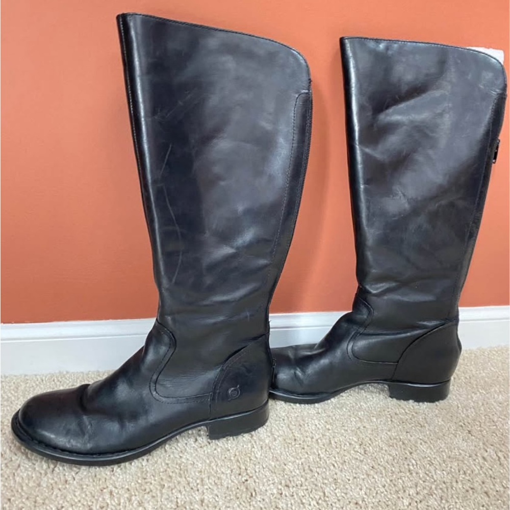 Black Leather Knee-High Boots
